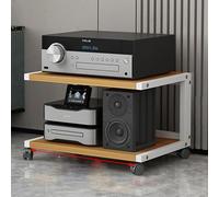 Stéréo STD Moderne avec Roues Audio-vidéo Média STD Design AV Média STD Tour De Rack Audio pour Tourne-Disque Armoire Stéréo en Bois Tour De Rack Audio P, White Walnut, 50x40x35cm