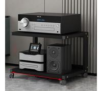 Stéréo STD Moderne avec Roues Audio-vidéo Média STD Design AV Média STD Tour De Rack Audio pour Tourne-Disque Armoire Stéréo en Bois Tour De Rack Audio P, Deep Black, 50x40x40cm