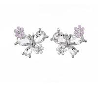 Stéréoscopique Papillon Zircon Boucles D'oreilles Avec Pastel Résine Fleur Accents pour La Mode Axé Femmes