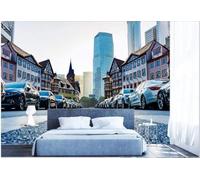 Stéréoscopique Rue Architecture Voiture Espace Extension Papier Peint 3d Moderne Soie Texturée Haut De Gamme IdéAl Pour Le Salon Et La Chambre à Coucher-200cm×140cm