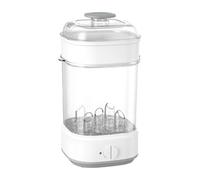 Stérilisateur de biberon, désinfectant électrique à vapeur avec désinfection à 360 degrés, blanc, capacité de 5 bouteilles, design double couche, 36,2 x 18,1 x 18,5 cm
