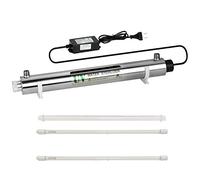 Stérilisateur d'eau UV 25W stérilisateur Ultraviolet en Acier Inoxydable 304, Filtre stérilisateur de purificateur d'eau ultraviolette, 6 GPM taux de stérilisation 99,99%, avec 2 Tubes UV