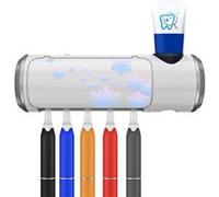 Stérilisateur UV pour brosse à dents, porte-brosse à dents mural et distributeur de dentifrice avec support pour stérilisateur à 5 brosses à dents pour enfants et adultes (blanc) G
