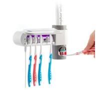 InnovaGoods® Stérilisateur UV pour brosses à dents Smiluv, avec support et distributeur de dentifrice, stérilise et distribue automatiquement le dentifrice, parfait pour la salle de bain.