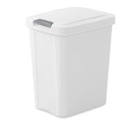 Sterilite 10459004, 13 Gallon Touch-Top Corbeille, 4-Pack, Noir avec Crochet de Titane, Blanc, 7.5-Gallon