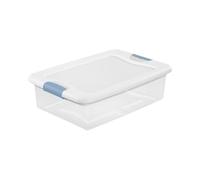 Sterilite 14958006 25 quart/24 L Latching Box with Clear Base, White Lid and Colored Latches, 6-Pack