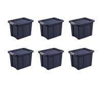 Sterilite Tuff1 à Verrouillage Tote, polyéthylène, Indigo foncé/Titane, 18 Gallon