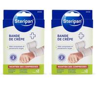 Steripan - Bandes De Crêpe - 7 cm x 4 m - Idéal Compresses Et Pansements Larges - x2 (Lot de 2)