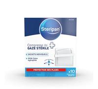 Steripan - Compresse de Gaze Stérile - Protection des Plaies - 100% Coton Hydrophile et Ultra-Absorbante - 10 Sachets Individuels - 30x30 cm - Lot de 2