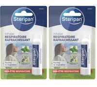 Steripan - Inhaler Respiratoire Rafraichissant - Facilite la Respiration - À l'Huile Essentielle d'Eucalyptus - Au Menthol (Lot de 2)