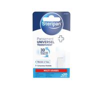 Steripan - Pansement Universel Transparent - Résiste à l'Eau - Compresse Alvéolée - Multi Usages - Lot de 2 x20