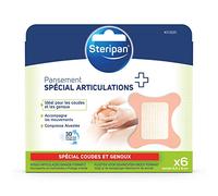 Steripan - Pansements Spécial Articulations - Grand Format - Idéal Pour Les Coudes et Genoux - Compresse Alvéolée - Accompagne Les Mouvements - x6
