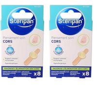 Steripan - Soin Cors Hydrocolloïde - Support Mousse - Résistant à l'Eau - Favorise l'Élimination du Cor - Technologie Hydrocolloïde - x8 (Lot de 2)