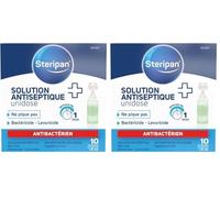 Steripan - Solution Antiseptique Unidose - Ne Pique Pas - Élimine 99,9% des Bactéries - Bactéricide et Levuricide - 10 Unidoses x5 ml (Lot de 2)