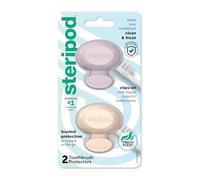 Steripod Protecteur de brosse à dents à clipser, garde la brosse à dents fraîche et propre, s'adapte à la plupart des brosses à dents manuelles et électriques, rose et bleu, 2 pièces (lot de 1)