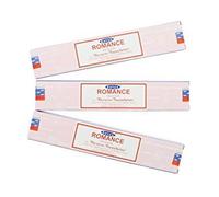 Sterling Effectz Lot de 3 paquets de bâtonnets d'encens Romance Satya Nag Champa 15 g avec badge souvenir