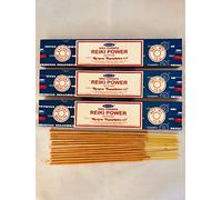 Sterling Effectz Lot de 3 paquets de bâtons d'encens Reiki Power Satya Nag Champa 15 g avec badge souvenir