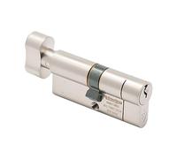 Sterling Int Ext TS007 BS1 Cylindre de porte 1 étoile approuvé par la police avec bouton en nickel satiné 35 mm intérieur 45 mm extérieur (80 mm au total)