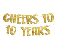 Sterling James Co. Santé à 10 Ans Bannière à Paillettes dorées - 10e Anniversaire et décorations de fête d'anniversaire