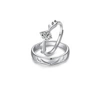 Sterling Metal Open Dinger Ring S925 Coupages Sterling Metal Ring Men and Women Valenmetal's Day Girlfriend Girlfarn