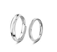 Sterling Metal Open Dinger Ring S925 Metal Couple Anneau de paire mâle et femme Bague de paire ouverte Student Ring Gifts pour anneau d'amant, ouverture réglable