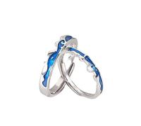 Sterling Metal Open Dinger Ring S925 Sterling Metal Couple Rings Gifts for Lover Ring, ouverture réglable