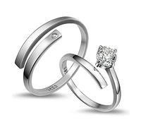 Sterling Metal Open Dinger Ring S925 Sterling Metal Open Couple de couple Bijoux, anneau de paire Cadeaux de bague ouverte active mâle et femelle pour anneau d'amant, ouverture réglable (anneau