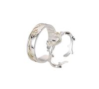 Sterling Metal Open Finger Ring S925 Sterling Metal Couple Ring Antlers Personnalité Elk Fashion Cadeaux d'anneaux ouverts pour l'anneau d'amant, ouverture réglable