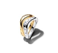 Sterling Silver and 14k Gold-Plated splittable Ring with Clear Cubic Zirconia