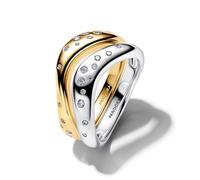 Sterling Silver and 14k Gold-Plated splittable Ring with Clear Cubic Zirconia