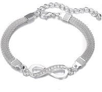 Sterling Silver Infinity Bracelet for Women - Adjustable Mesh, Elegant Symbol of Eternal Love, Dainty Silver Jewelry Gift for Her (silver)