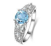 Sterling Silver Silver Anneaux pour femmes Silver Topaz Engagement Ring and Band for Women Silver Rings 925 pour les femmes