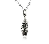 Sterling Silver Tiny 3D Garden Gnome Charm Necklace, 18 Chain