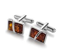 STERLL Boutons De Manchette Homme En Argent Avec Ambre En Coffret Cadeau