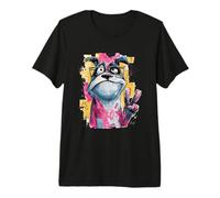 Stern Dog Peace Graffiti Pop Personnage Graphique Art Visage T-Shirt Haut de Gamme