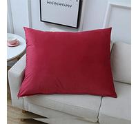 SterneMond Lot de 2 housses de coussin décoratives 50 x 70 cm - Velours peluche - Rectangulaire - Grand coussin lombaire - Pour canapé, chambre à coucher - Grande couleur - Rouge