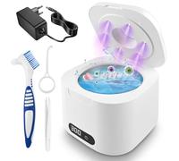 SternSinn Appareil de nettoyage à ultrasons avec gouttière dentaire, 49 000 Hz, avec 6 lampes UV et 340 ml, haute puissance, 40 W, pour prothèses dentaires, bijoux, prothèses, aligneurs, blanc