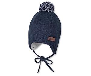 Sterntaler Bonnet pour Garçon avec Pompon et Cache-Oreilles, Âge : 5-6 Mois, Taille : 43 cm, Bleu Marine