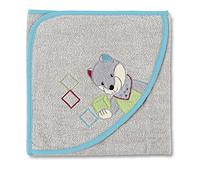 STERNTALER Cape de bain 100X100 WILBUR le loup, Gris fonce
