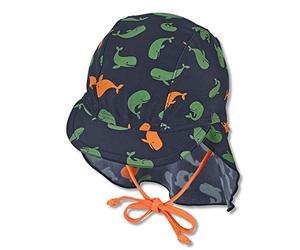 Sterntaler Casquette pour bébé garçon avec protège-Nuque et Cordons de Serrage Protection UV 50+ Bleu Marine, Marine, 49