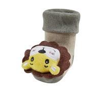 Sterntaler Chaussettes hochet pour bébé motif lion, gris, 15-16