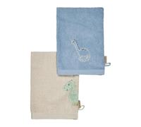 Sterntaler Dino Rexi Lot de 2 gants de toilette en tissu éponge pour bébé en coton absorbant et doux pour le bain et la douche Bleu