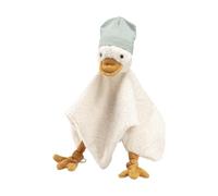 Sterntaler Doudou Consolateur Canard Moyen Edda Lou avec Bonnet et Anneau en Silicone pour tétine, Aide à l'endormissement pour garçons et Filles, Baby, Blanc Crème