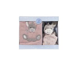 Sterntaler Ensemble cadeau âne Emmi Girl flora rose, composé d'une serviette pour enfant et d'un petit doudou