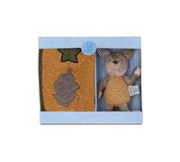Sterntaler Ensemble cadeau pour bébé unisexe - Mini lapin et bavoir en éponge - Marron clair