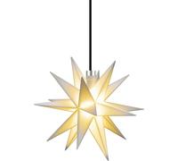 STERNTALER Étoile décorative | Étoile de Noël en plastique | 18 branches | avec minuterie | 12cm | extérieur | LED | pile, couleur:blanc