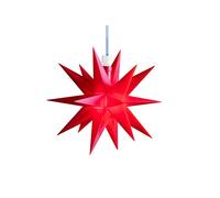 STERNTALER Étoile décorative | Étoile de Noël miniature | plastique | 18 branches | 12cm | intérieur | LED | pile | avec minuterie, couleur:rouge