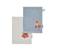 Sterntaler Filou Lot de 2 Gants de Toilette pour bébé en Coton Absorbant, Doux et Doux pour la Peau, avec de Beaux Bords tissés et Une Jolie Broderie, Gris-Bleu