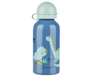Sterntaler Gourde Dino Rexi - Pour enfant - En aluminium - Avec bouchon et capuchon de sécurité - Gourde de maternelle avec motif dinosaure - Pour la maison et les déplacements - Bleu moyen