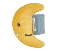 Sterntaler Hochet de bras lune, jouet pour bébé, poignets élastiques, facile à enfiler, hochet pour jouer et saisir, 7,5 × 6 × 3 cm, jaune mat